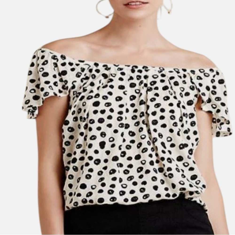 MAEVE Polka Dot Off-Shoulder Top